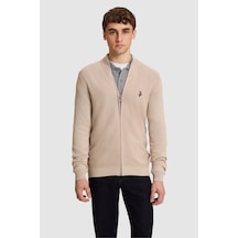 U.S. Polo Assn. Erkek Taş Melanj Basic Triko Hırka 50328871-vr225 Tas Melanj