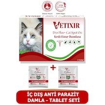 Kedi Bitkisel İç Dış Bit Pire Uzaklaştırıcı Ense Bitkisel Damla Seti - 5 Damla 2 Tablet
