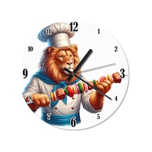 Aslan Şef Şiş Kebap Akarlı Duvar Saati Çok Renkli