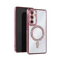 Mey İthalat Samsung Uyumlu Galaxy S25 Kılıf Joke Simli Magneticsafe Kılıf - Pembe