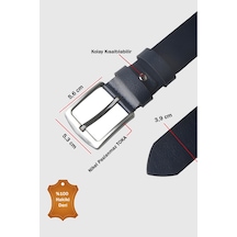 Rizzup Koyu Lacivert %100 Hakiki Deri Erkek Kemer Spor Deri Kemer, Kot Ve Keten Pantolon Uyumlu 2602680