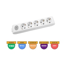 Viko Multi-let 5'li Grup Priz Anahtarlı Topraklı Çocuk Korumalı Klemensli Beyaz - 90117500