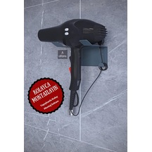 Antrasit Saç Kurutma Makinesi Tutacağı, Banyo Lavabo Fön Makinesi Askısı Ultra Güçlü Yapışkanlı Diğer