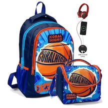 Coral High Erkek Çocuk Okul Çantası Ve Beslenme Çantası Seti Mavi Kırmızı Basketbol
