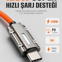 Led Göstergeli 120w Pd Turbo Destekli Premium 3'ü 1 Arada Şarj Kablosu