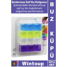 Buzküpü Hijyenik Ekolojik Sağlıklı Bpa Free Soğutucu Su Dolu Şık Renkli Plastik 12'li Buz Küpü Seti Diğer