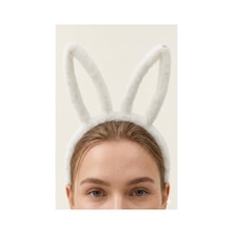 Peluş Tavşan Kulaklı Taç Eğlenceli Ve Sevimli Aksesuar Beyaz