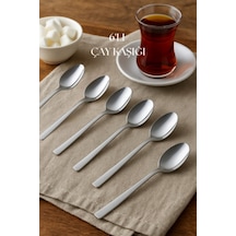 Paslanmaz Çelik 6 Lı Çay Kaşığı Seti Gümüş
