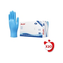 Beybi Nitril Pudrasız Muayene Eldiveni M Beden Mavi 100'lü 20 Paket