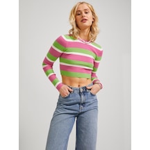 Jjxx Bayan Uzun Kollu Crop Triko Kazak 12243660 Beyaz