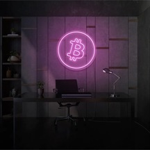 Bitcoin Logo Neon Tabela Pembe