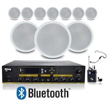 10 Lu Tavan Hoparlörlü Bluetooth Anfi Ve Yaka Mikrofonlu Ses Sistemi