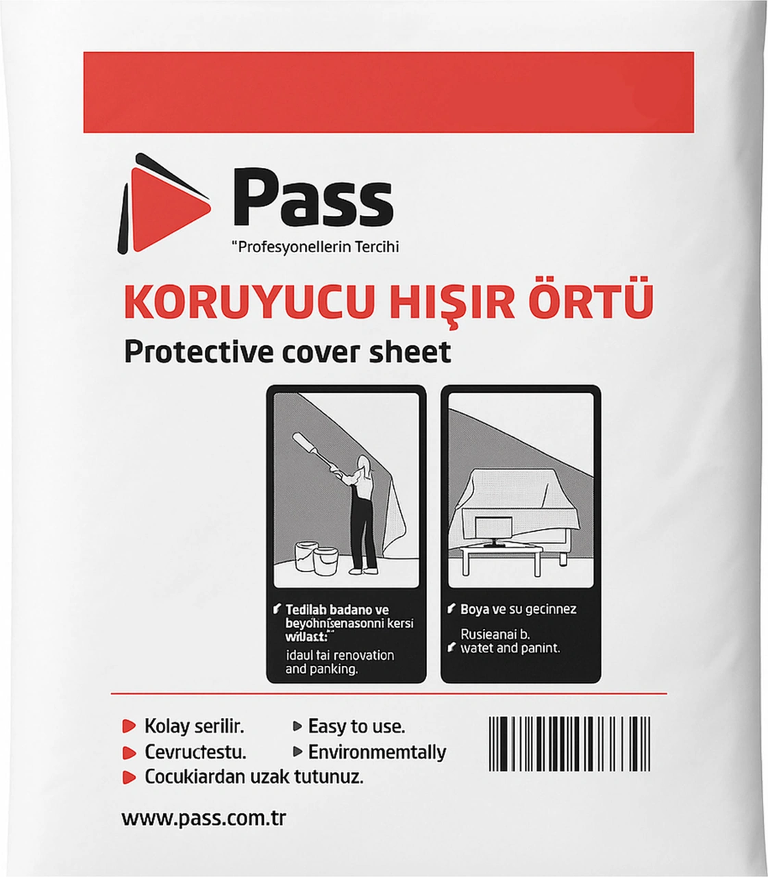 Pass Zemin Boya Koruma Hışır Örtüsü Beyaz 32 M² 4 8 M