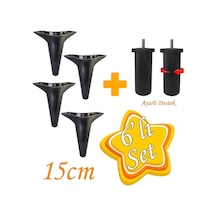 Zelve 6'lı Set Mobilya Tv Ünitesi Çekyat Koltuk Kanepe Ayarlı M8 Destek Ayağı 15 Cm Siyah Baza Ayak