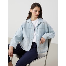 Lcw Vision İndigo Oversize Kadın Jean Gömlek Ceket