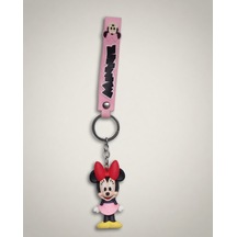 Disney Minnie Mouse Figürlü Silikon Anahtarlık Pembe - Siyah