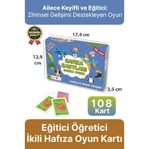 Yeni Seri Aile Eğitici Öğretici Eğlenceli Renkli Türkçe İngilizce İkili Hafıza Oyun Kartı-108 Kart