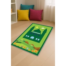 Yeşil Cami Temalı Unisex Çocuk Seccadesi Cs06n11