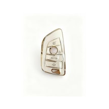 Autohan Keys Bmw G30, G20, G10, G40 Akıllı Anahtar İçin Yüksek Kalite Silikon Koruma Kılıfı, Beyaz Altın, Nano