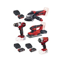 Einhell TE-CI 18/1 Vidalama + TE-OS 18/230 Zımpara Makinesi + TE-CD 18'li Matkap + TE-AG 18/115 Taşlama 2 x 2.5 Ah Akü + 4.0 Ah Akü Set