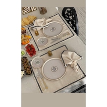 Dnc Home Tekstil Organik Ham Keten Peçete Takımı 6'lı + Ahşap Toka