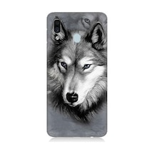 Samsung Galaxy A20 Uyumlu Mavi Gözlü Kurt Desenli Silikon Kılıf