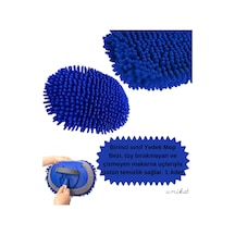 Teleskopik Mikrofiber Araç Yıkama Fırçası Yedek Mop Başlığı Mavi 1 Adet