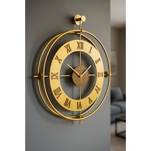 Metaquartz Aksesuar 5 Li Romera Classic Exclusive Elegante Set, Modern Dekoratif Metal 3'lü Duvar Saati 3lügold