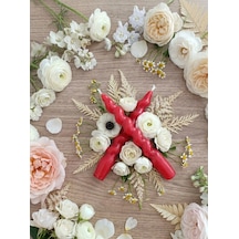 Kırmızı Renkli Spiral, Burgulu Pinterest Model Şamdan Mum 2' Li Set