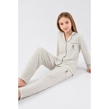 U.s. Polo Assn. Kız Çocuk Modal Pamuklu Kışlık Önden Düğmeli Uzun Kol Regular Fit Pijama Takım Yeşil