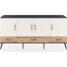 Arges Konsol 6 Raflı 3 Çekmeceli 4 Kapaklı 176x30x83 Antrasit-aytaşı/çam Aytaşı/çam