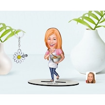 Kişiye Özel Kadın Chef Karikatürlü 3D Ahşap Biblo Ve Isimli Silve (473567321)