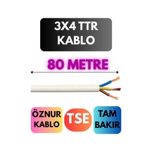 Öznur 3x4 Ttr Kablo Metre Seçenekli Beyaz - 80mt