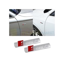 Audi S Line Logo Çamurluk Arma Amblem Paslanmaz Çelik Parlak 2 Ad