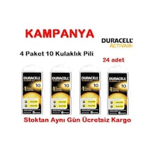 Duracell 10 Numara Pil Kulak İçi Işitme Cihazı Pili 4 Paket