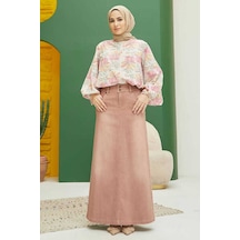 2254-denim Klasik Etek Somon Somon