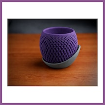 Bezos 3d Baskı Küre Saksı - Kafes Dokulu İki Parçalı Dekoratif Saksı - Mor-gri Rengaren Standart 99096579