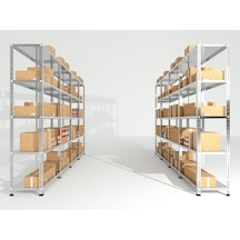 5 Katlı Galvaniz Çelik Raf - Depo, Arşiv, Kiler, Dosya, Market Rafı, Civatalı Raf Sistemi 43x93 Cm 200 Cm 1.50 Mm
