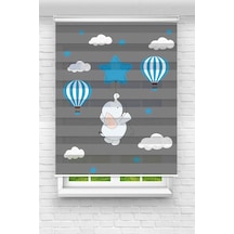 Perdecizade Enxboy Mavi Yıldızlı Fil Dijital Baskılı Zebra Perde-cocuk Odası-stor Perde Renkli