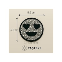 Taşlı Ütülenebilen Veya Sticker Olarak Kullanılabilen Kalpli Smiley Emoji Modeli