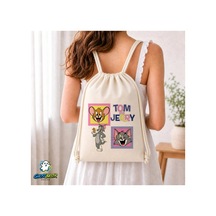 Ghostbastır Design Tom Ve Jerry Büzgülü Keten Çanta C343 Bej