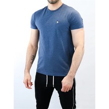Logolu Basic T Shirt-indigo Mavi-indigo Mavi