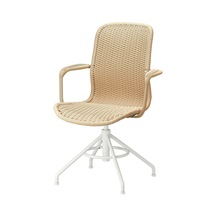 Rattan Çalışma Sandalyesi, Bej-beyaz, Kolçaklı, Genişlik: 65 Cm Derinlik: 70 Cm Yükseklik: 103 Cm