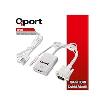 QPORT Q-VH VGA TO HDMI+SES ÇEVİRİCİ