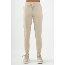Maraton Sportswear Regular Kadın Ribana Paça Basic Kil Rengi Eşofman Altı 22181-kil Rengi Bej