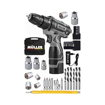 Pro Müller Darbeli Ex-torq 58 V 6 Ah Otomatik Korumalı Metal Şanzuman Çift Akülü Şarjlı Matkap 27 Parça Set