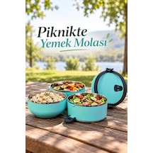 Lb Üç Katlı Sefer Tası Sızdırmaz Kapaklı Çelik İç Hazneli Yemek Taşıma Kabı Çok Renkli