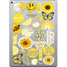 Yellow Positivve Seri 2 Sticker Seti Laptop Ajanda Notebook Tablet Telefon Defter Etiket Bullet Diğer