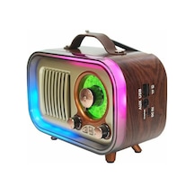 Retro Radıo Rgb Led Işıklı Şarjlı Bluetooth Hoparlör Sd Kart Usb Girişli Taşınabilir Speaker Radyo