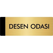 Metal Yönlendirme Levhası, Departman Kapı Isimliği Desen Odası 10x20 Cm Altın Renk